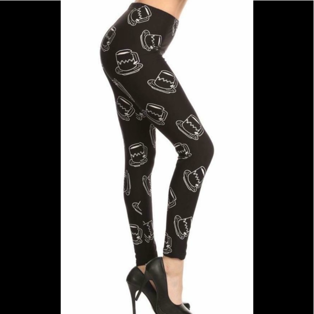 Coffee Cup leggings one size buttery soft black